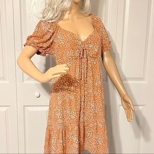 Hippie Rose Beige Floral Rayon Dress